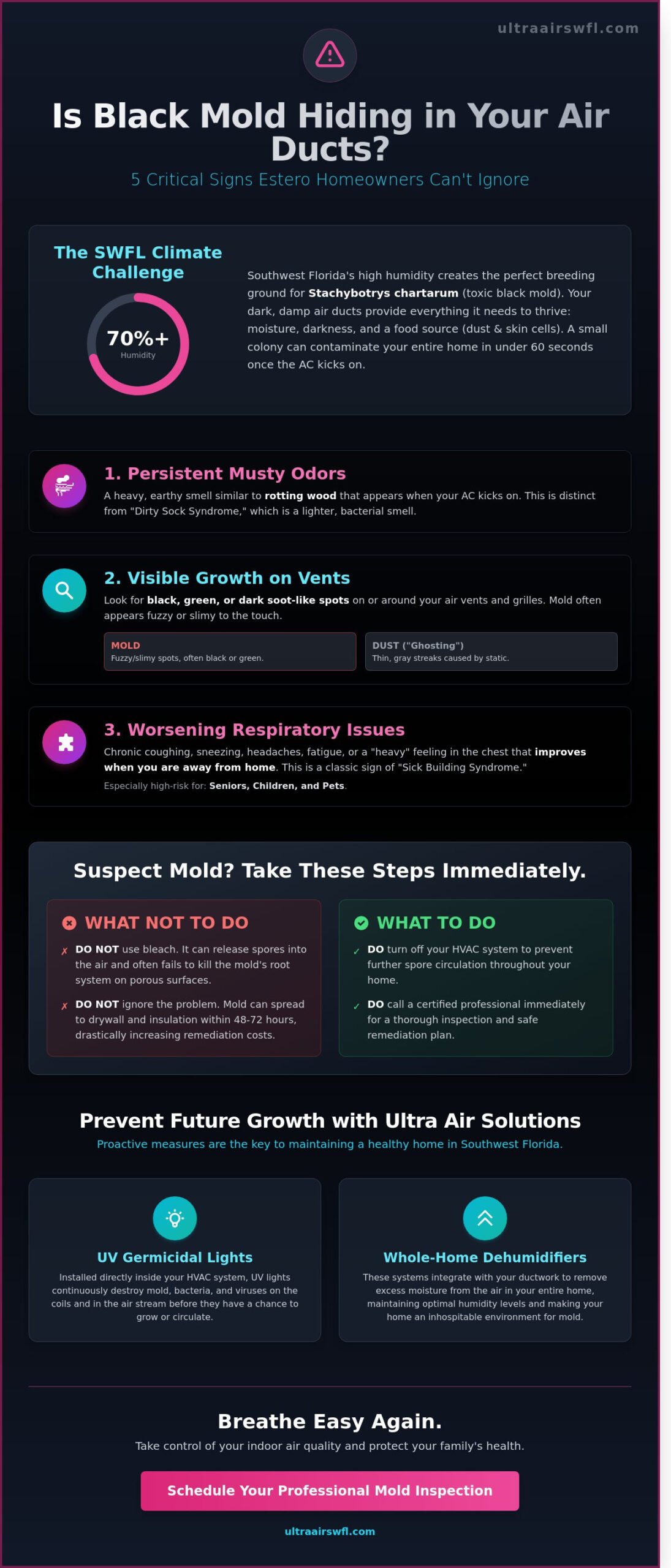 Signs of Black Mold in Air Ducts: An Estero Homeowner’s Guide